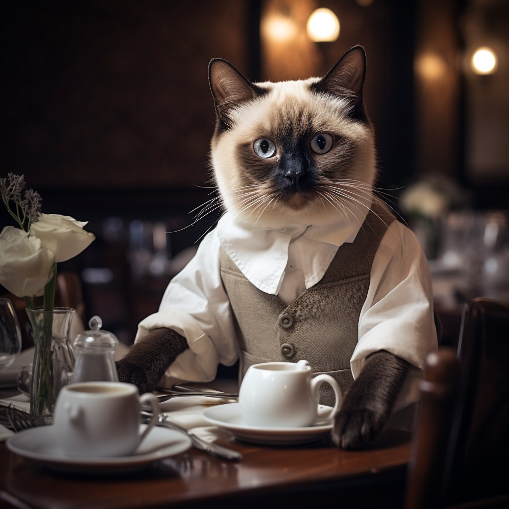 Professional Waitstaff Digital Art Cat Pic