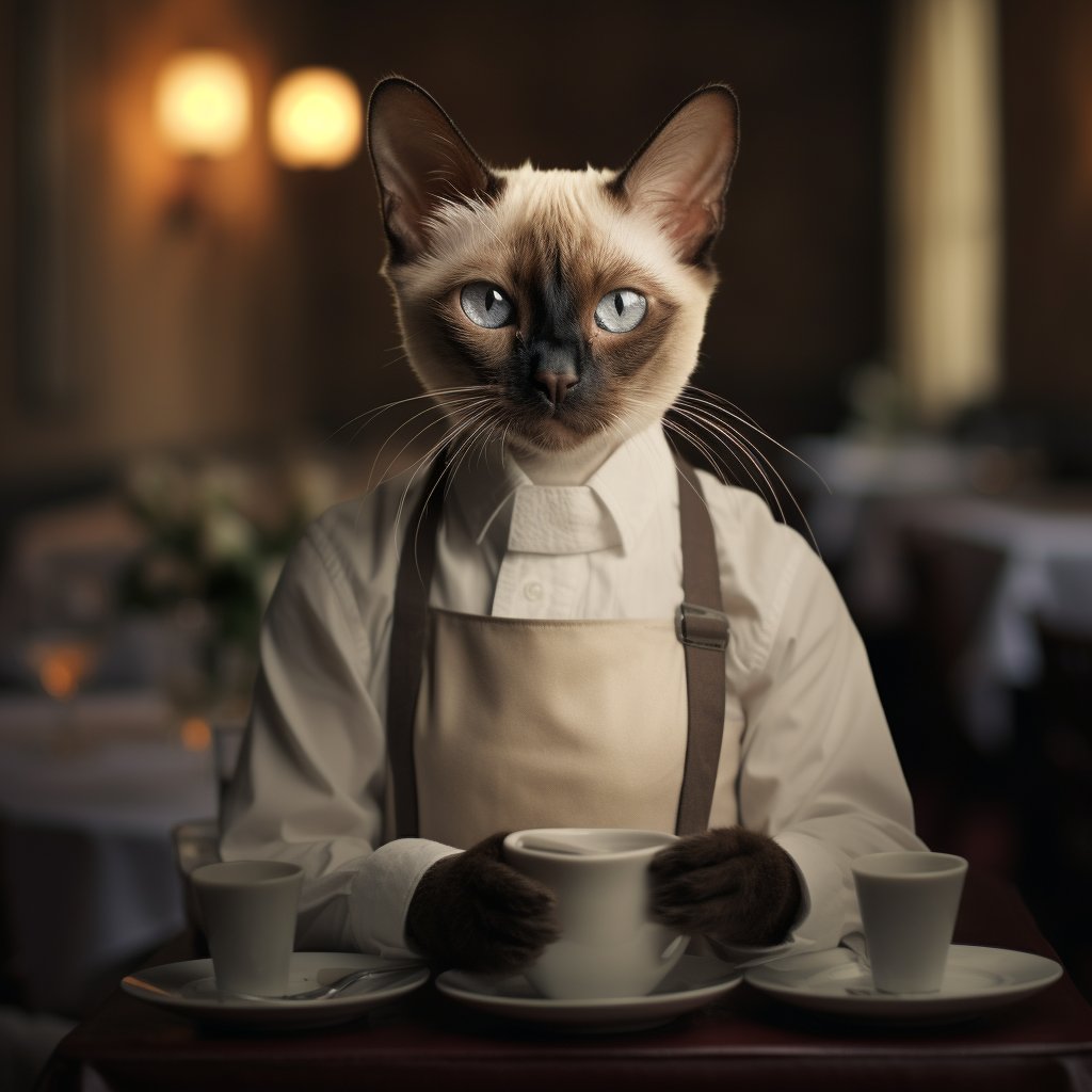 Welcoming Waitstaff Custom Cat Art Pic