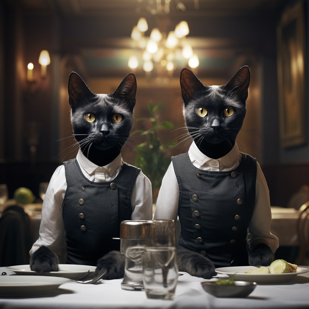 Professional Waiter Cat Character Art Pic