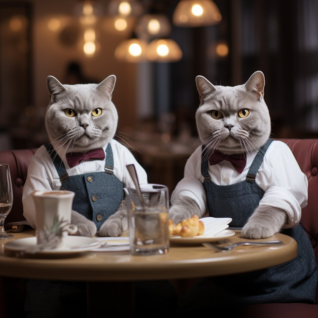 Experienced Waiter Art Pic Made By Cats