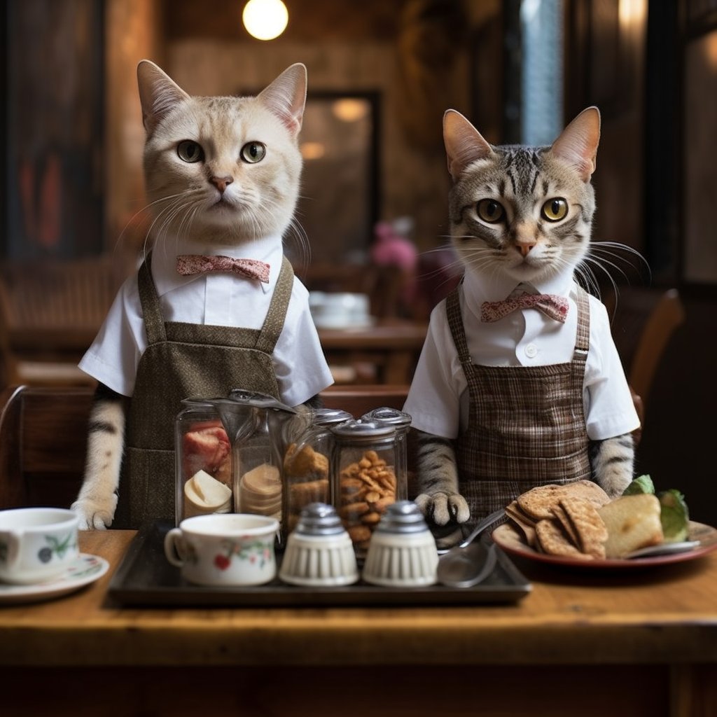 Neat Waiter Cat Contemporary Art Pic