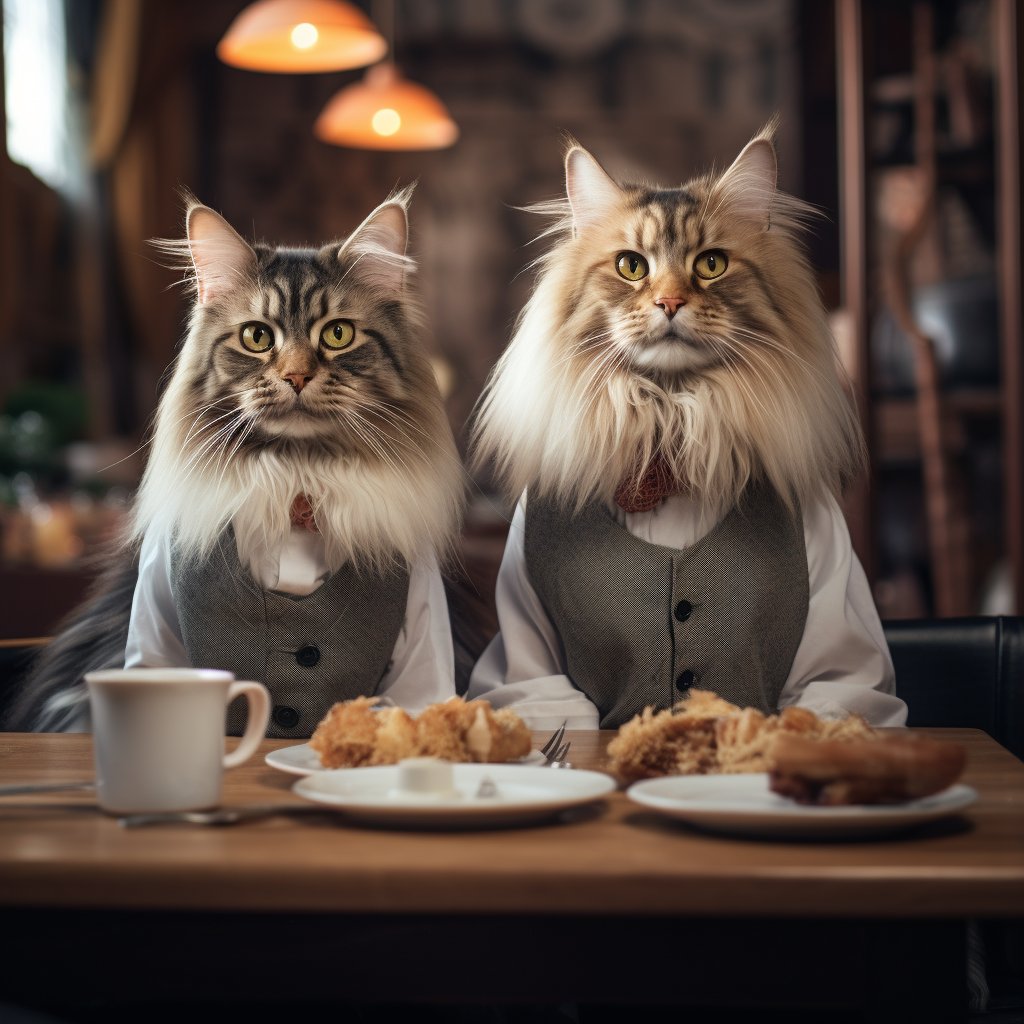 Exceptional Waiter Cool Cat Artwork Pic