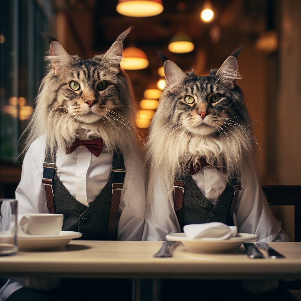 Warm Waiter Cute Cat Wall Art Pic