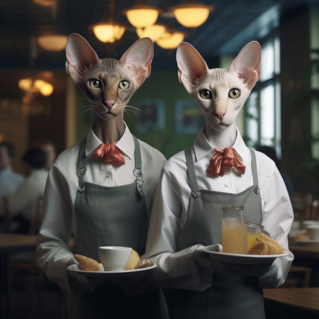 Cat Digital Art  Efficient Service Waiter