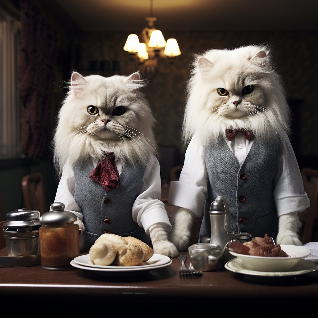 Cute Cat Digital Art  Pleasant Service Waiter