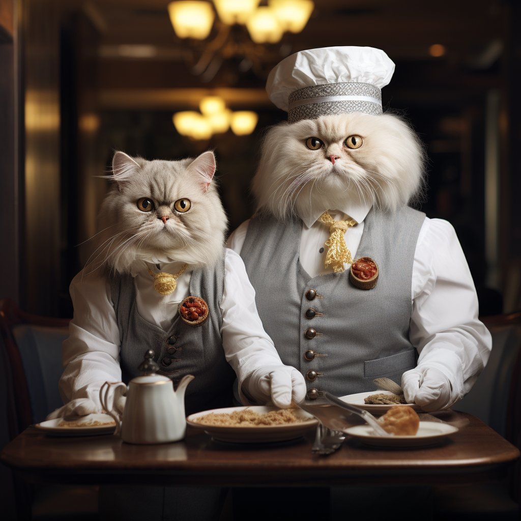 Hospitable Service Waiter Cat Wall Digital Art