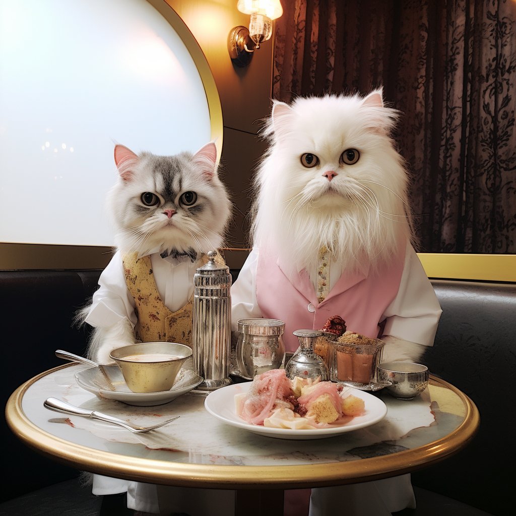 Meticulous Service Waiter Pop Digital Art Cats