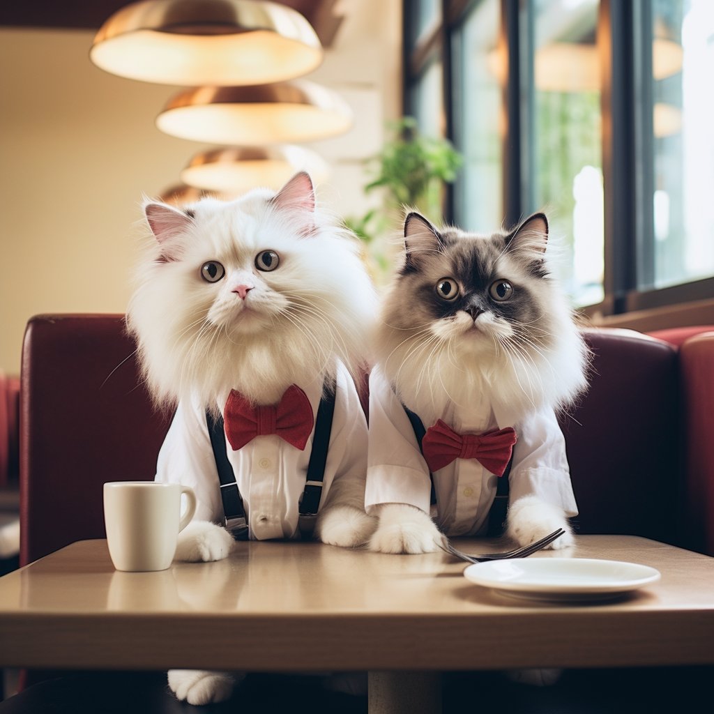 Dedicated Dining Waiter Cat Canvas Digital Art