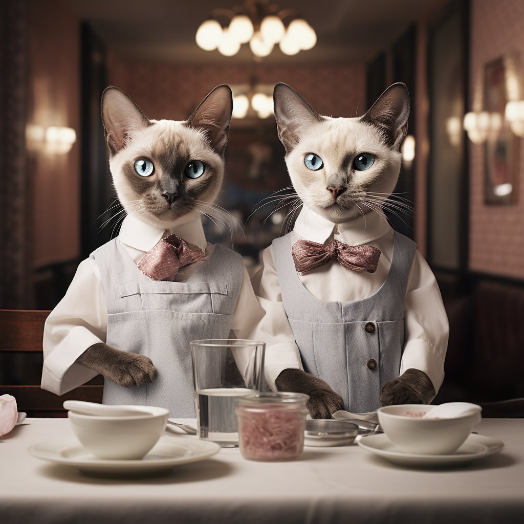 Exceptional Dining Waiter Digital Artistic Cat