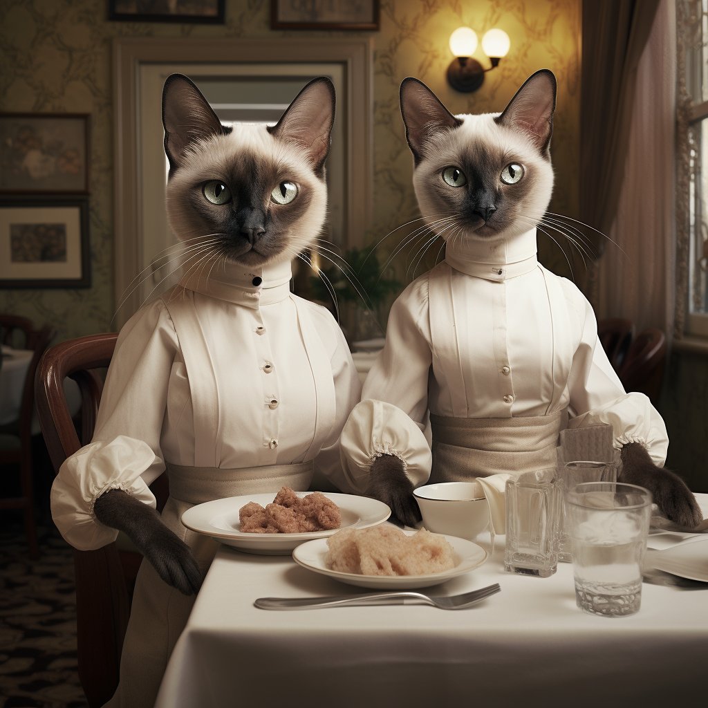 Warm Banquet Waiter Funny Cat Wall Digital Art