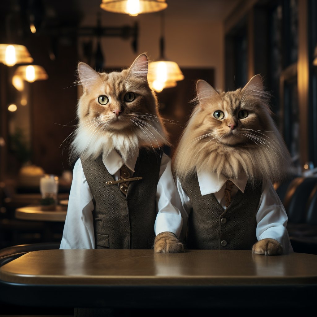 Respectful Banquet Waiter Warriors Digital Art Cats