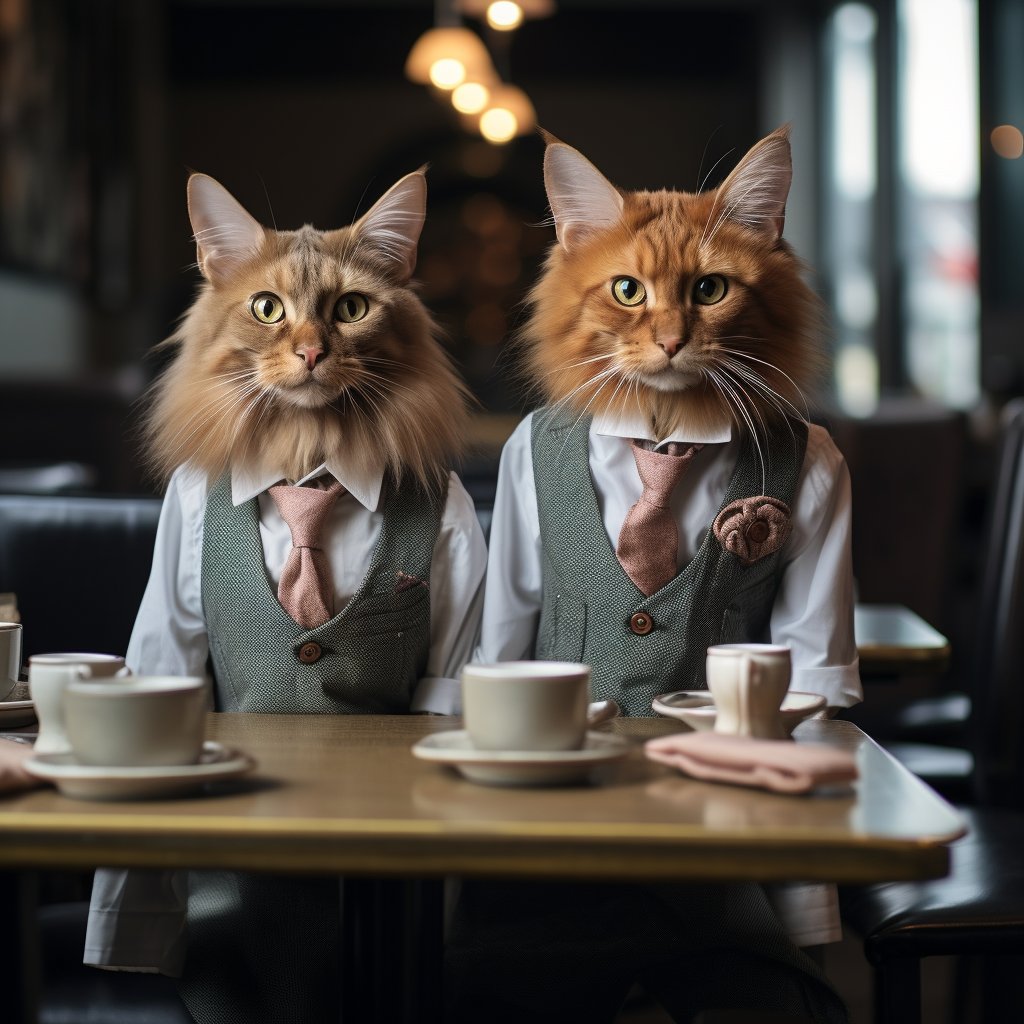Exceptional Banquet Waiter Cute Cat Digital Digital Art