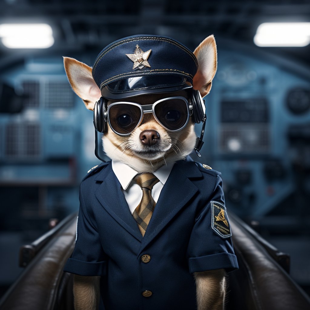 Seasoned Pilot Funny Dog Canvas Art Pic
