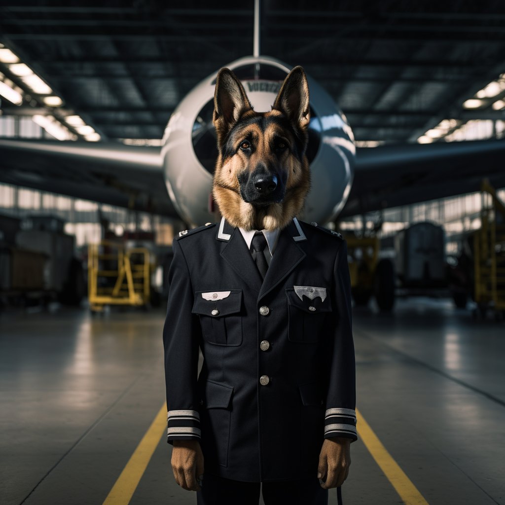 Elite Airman Dog Digital Art Drawing