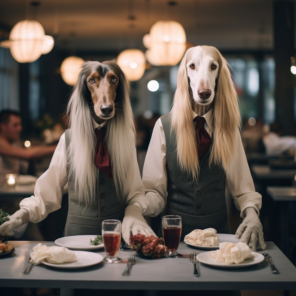 Professional Waiter Dog Canvas Digital Art