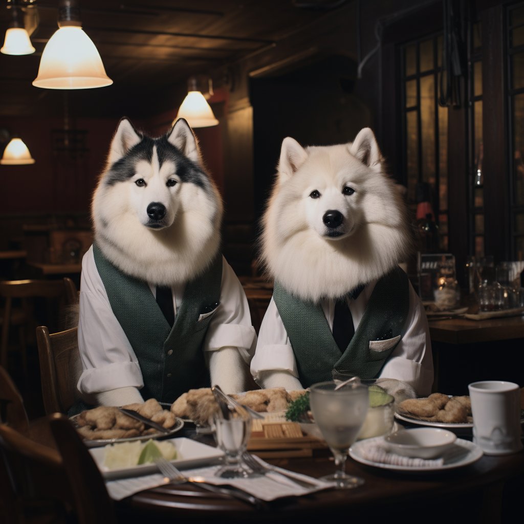 Welcoming Waiter Dog Digital Artwork Canvas