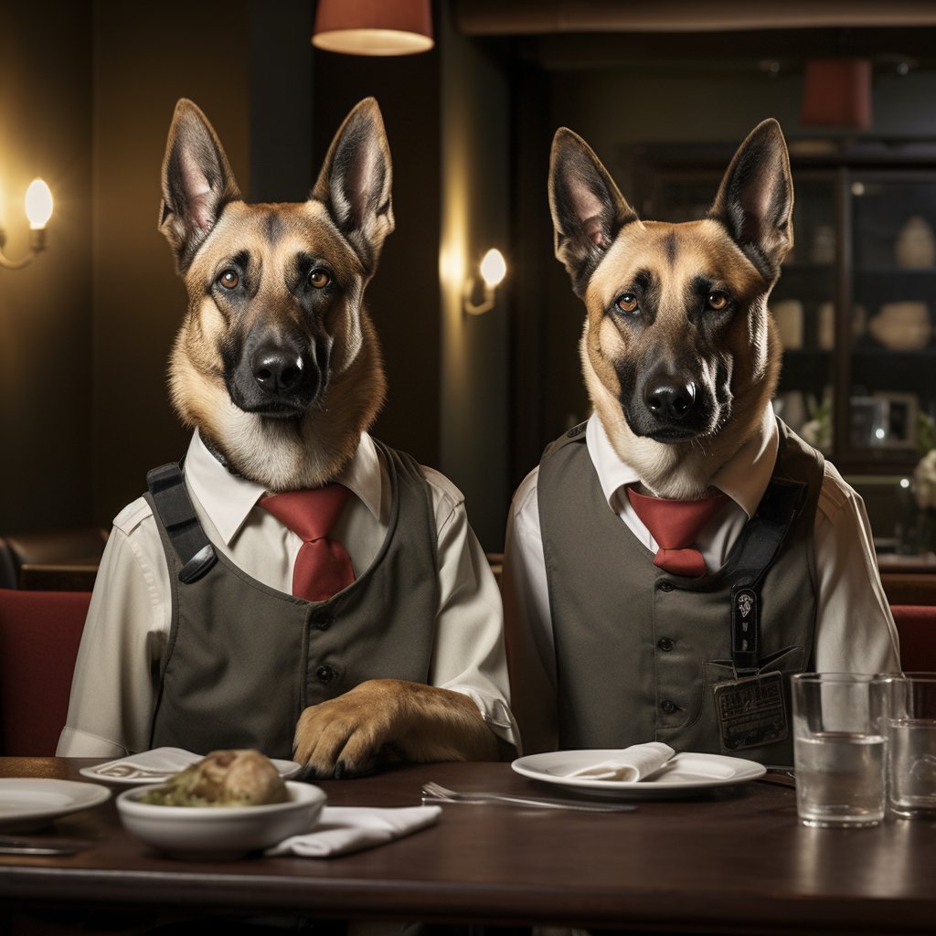 Diligent Waiter Modern Digital Art Dog
