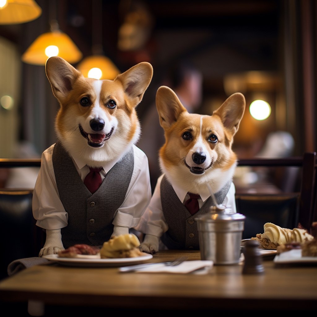 Friendly Dining Waiter Personalised Dog Wall Digital Art