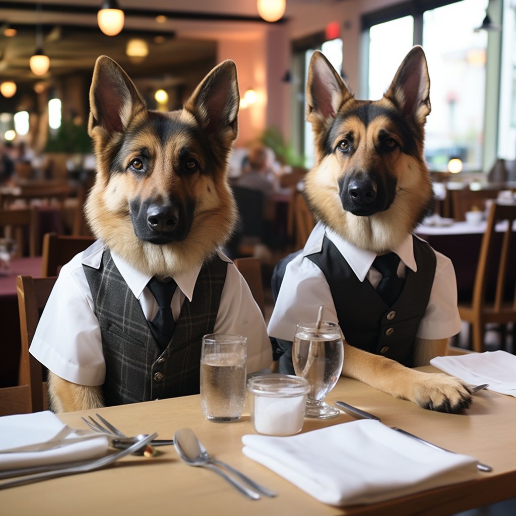 Gracious Dining Waiter Dogs As Humans Digital Art
