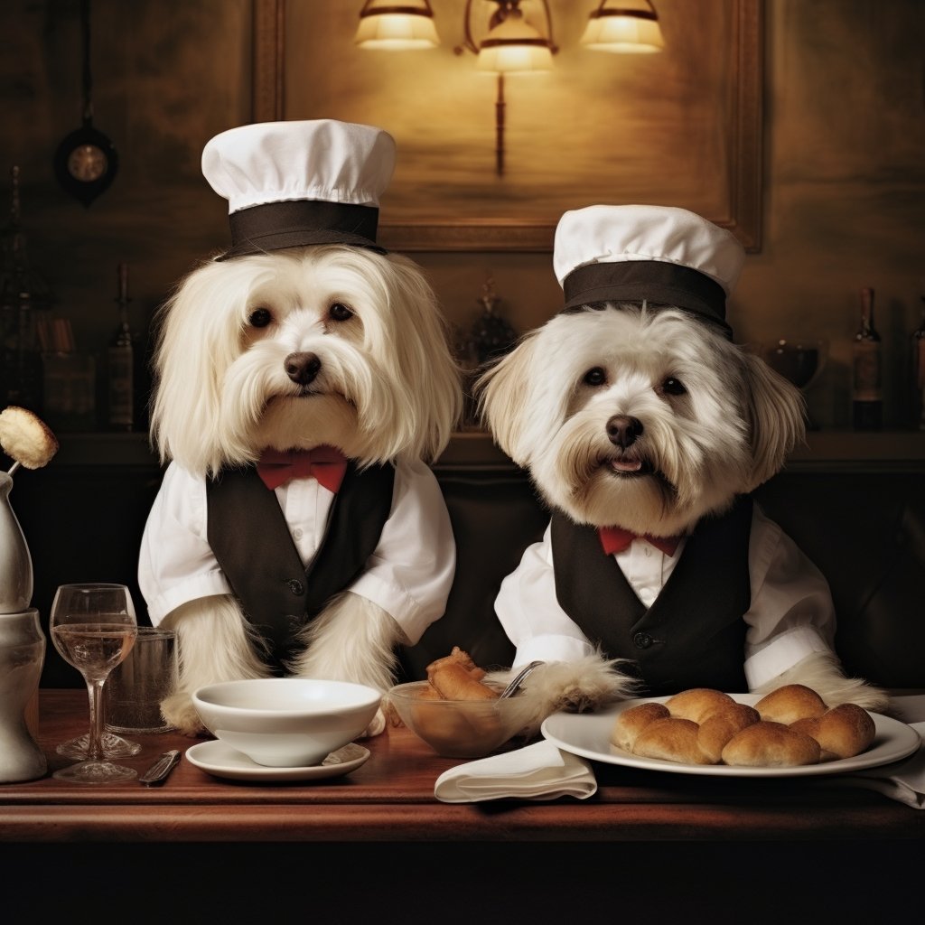 Dog Portrait Digital Art Knowledgeable Dining Waiter