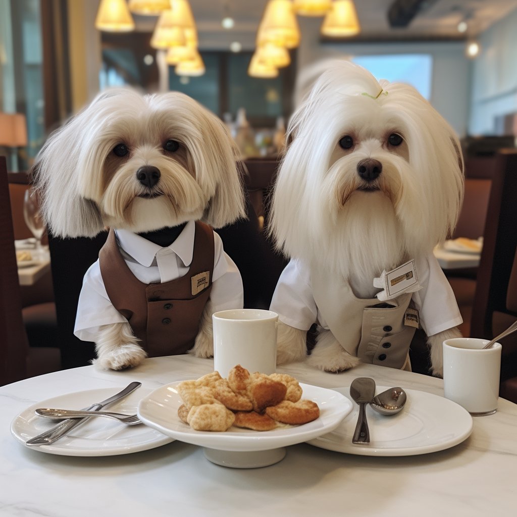 Professional Dining Waiter Funny Dog Canvas Digital Art