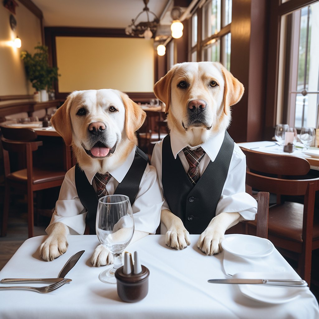 Hospitable Dining Waiter The Dog Digital Art