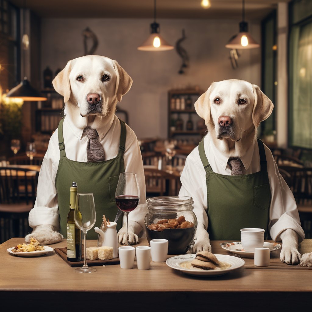 Exceptional Dining Waiter Realistic Dog Digital Art