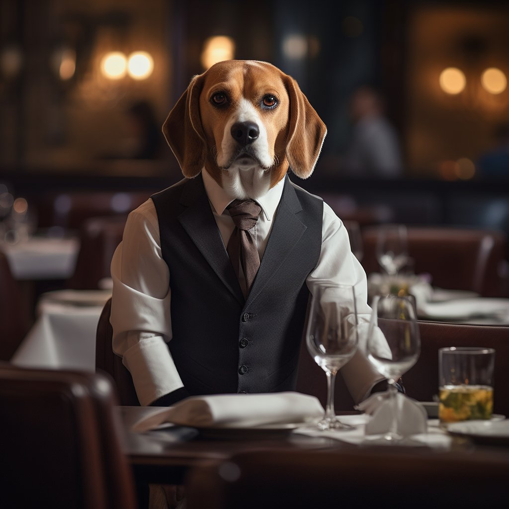 Observant Waiters And Waitresses Dog Art Photograph Cute