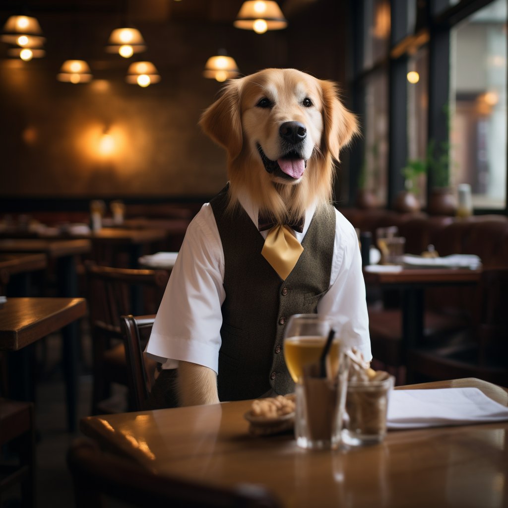 Polite Waiters And Waitresses Art Photograph Drawing Dog