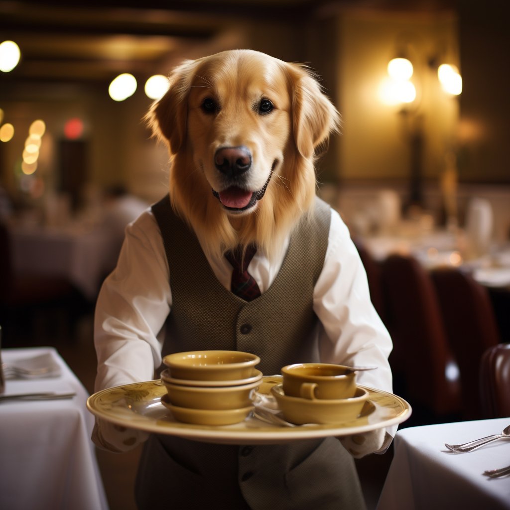 Observant Restaurant Staff Art Photograph For Dog