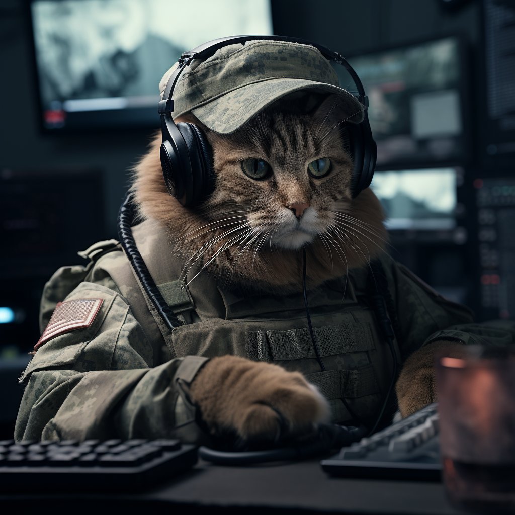 Intelligence Soldier Cat Digital Art Simple