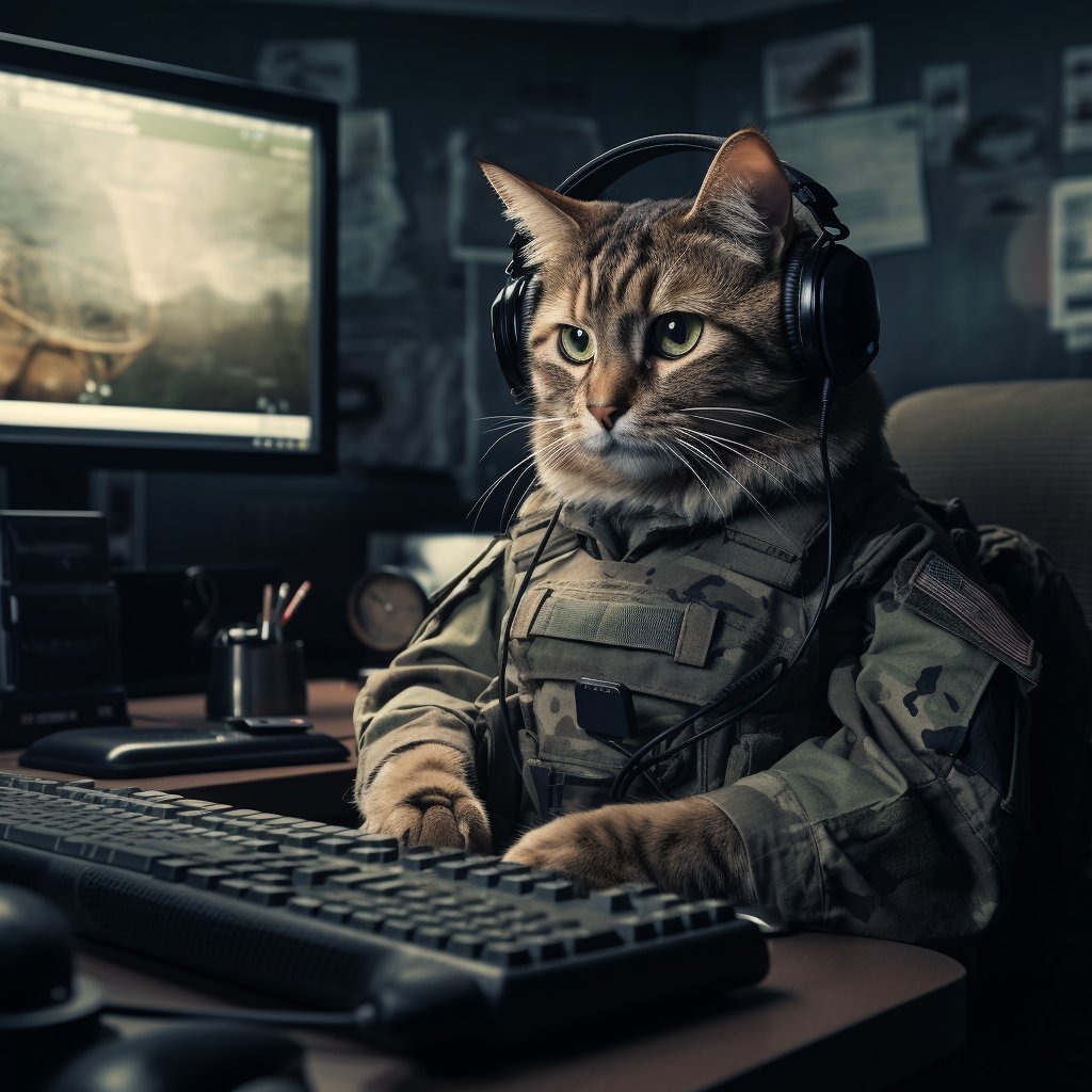 Intelligence Officer Cat Head Digital Art