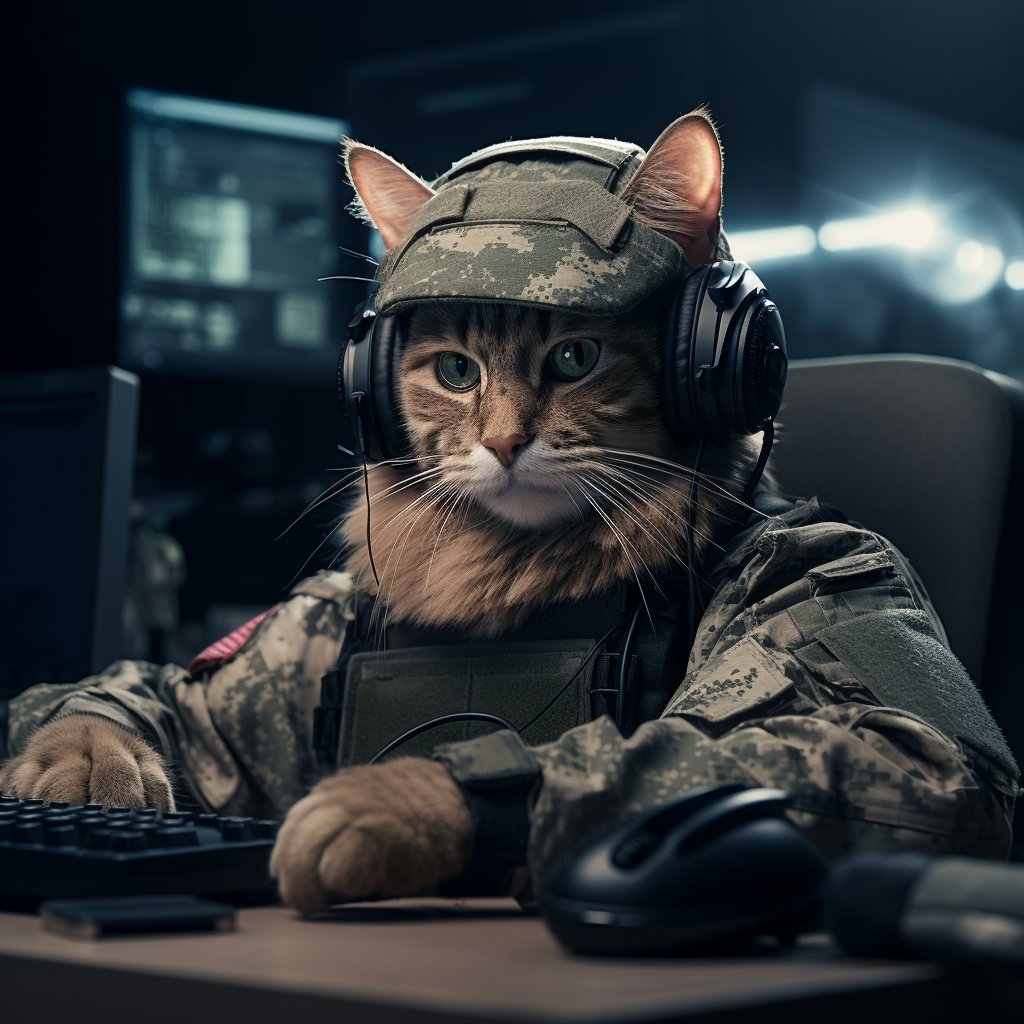 Tactical Intelligence Soldier Digital Cat Digital Art