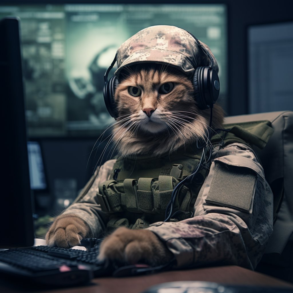 Strategic Intelligence Officer Realistic Cat Digital Art