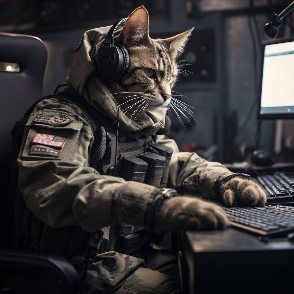 Electronic Intelligence Gathering Cat Fine Digital Art