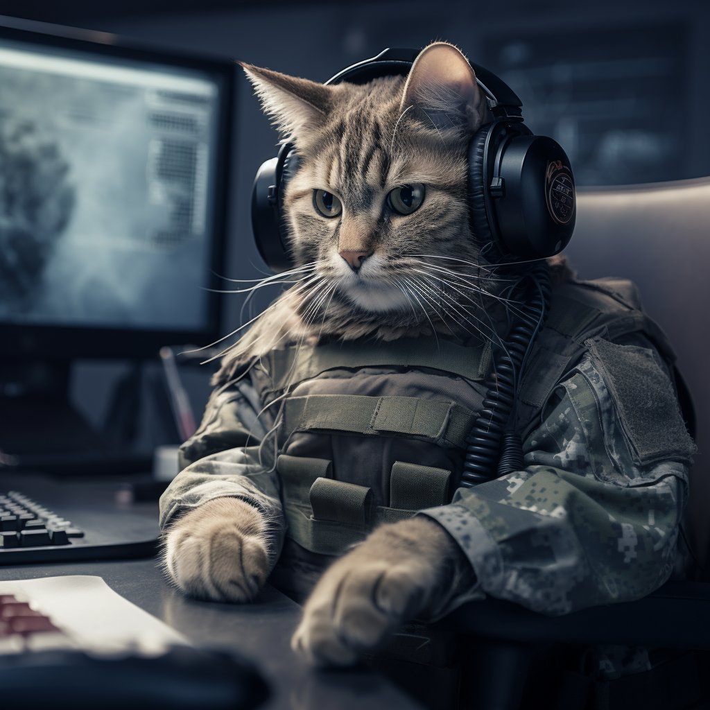 Strategic Intelligence Officer Modern Digital Art Cat