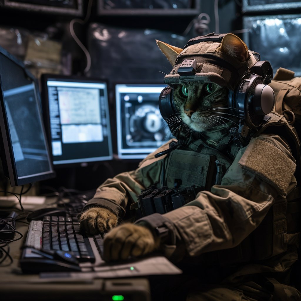 Adaptable Intelligence Soldier Surreal Cat Digital Art