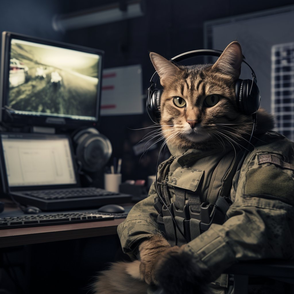 Surveillance Intelligence Soldier Personalized Cat Digital Art