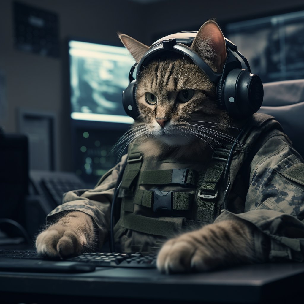 Covert Counterterrorism Intelligence Officer Cat Portrait Digital Art
