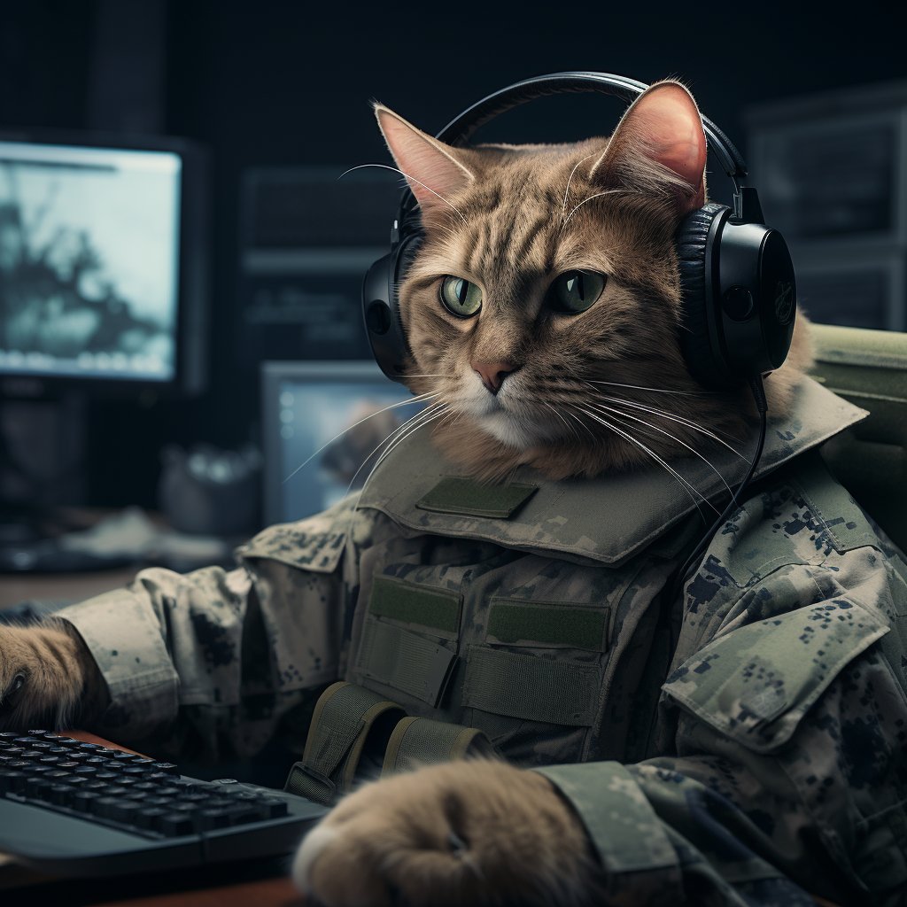 Elite Special Forces Intelligence Soldier Digital Art Cat Cute