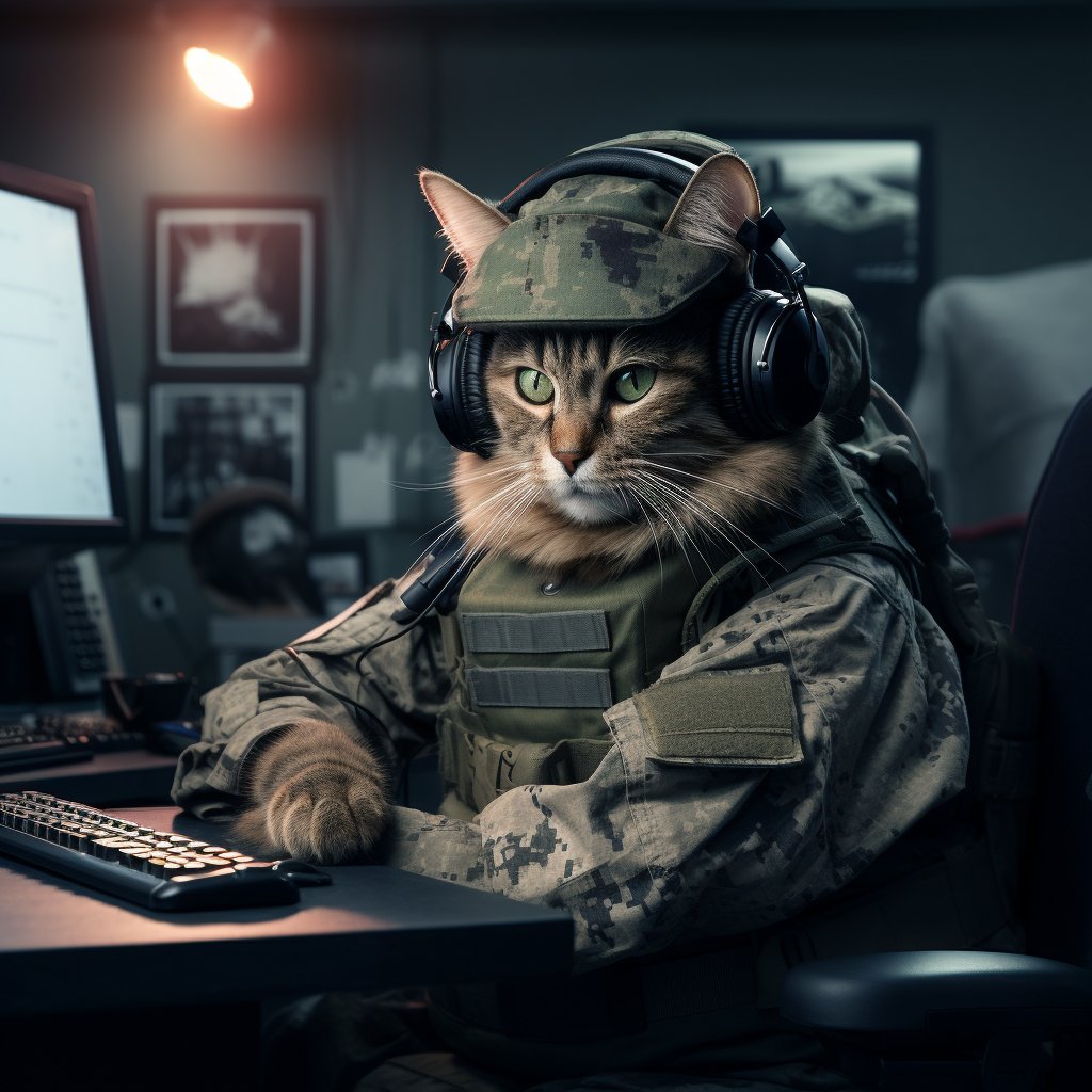 Undercover Intelligence Gathering Fine Digital Art Cat