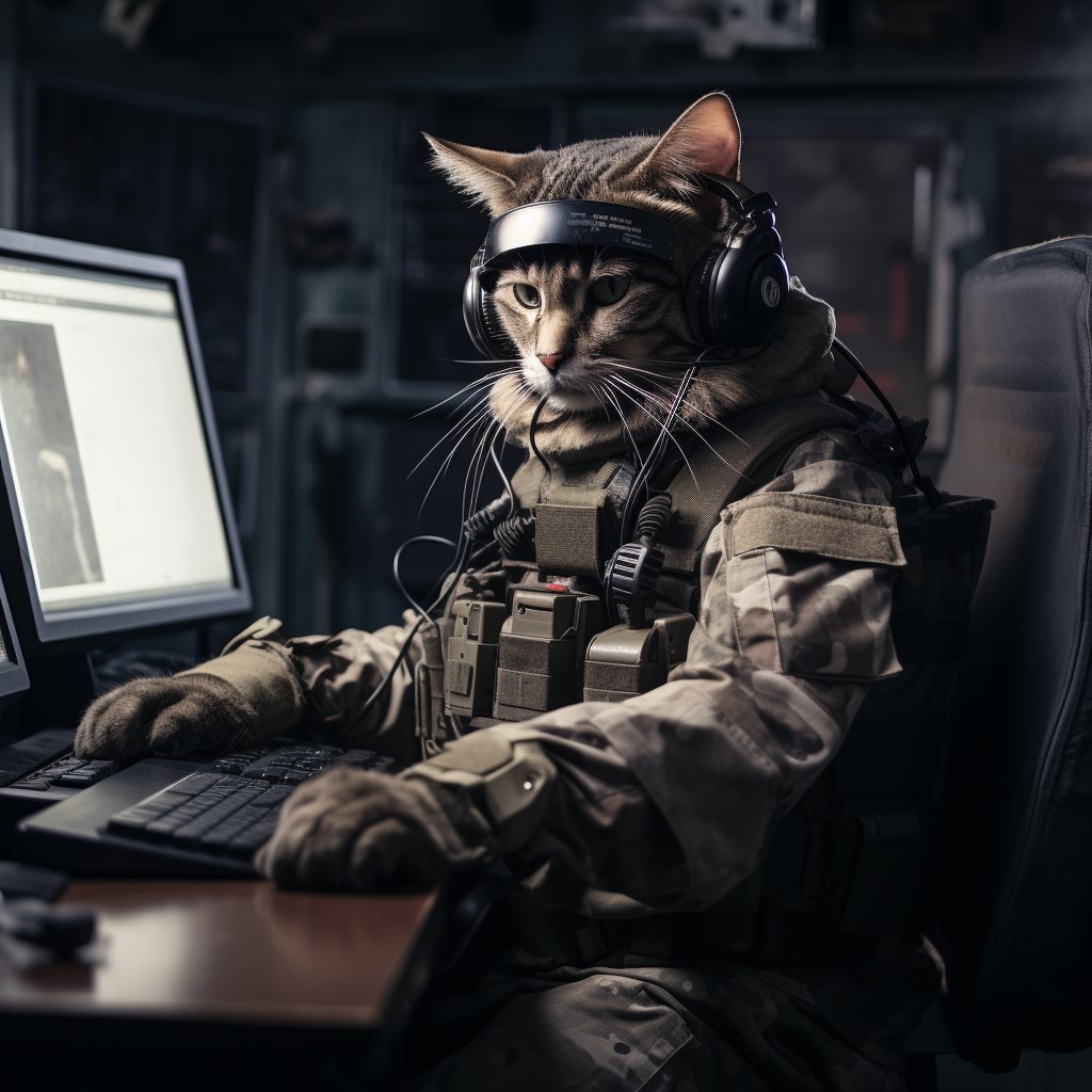 Combat Intelligence Soldier Large Cat Wall Digital Art