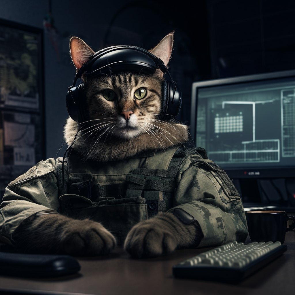 Electronic Warfare Intelligence Gathering Large Cat Digital Art
