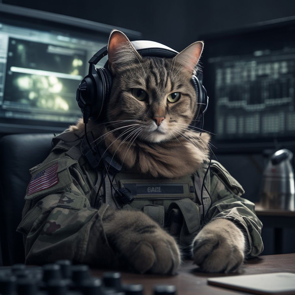 Technical Surveillance And Counterterrorism Intelligence Gathering Anthropomorphic Cat Digital Art