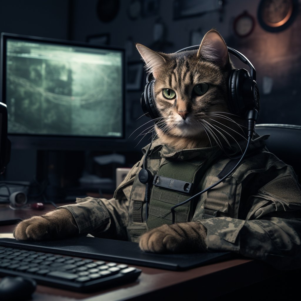 Special Warfare Intelligence Officer Digital Art With Cat