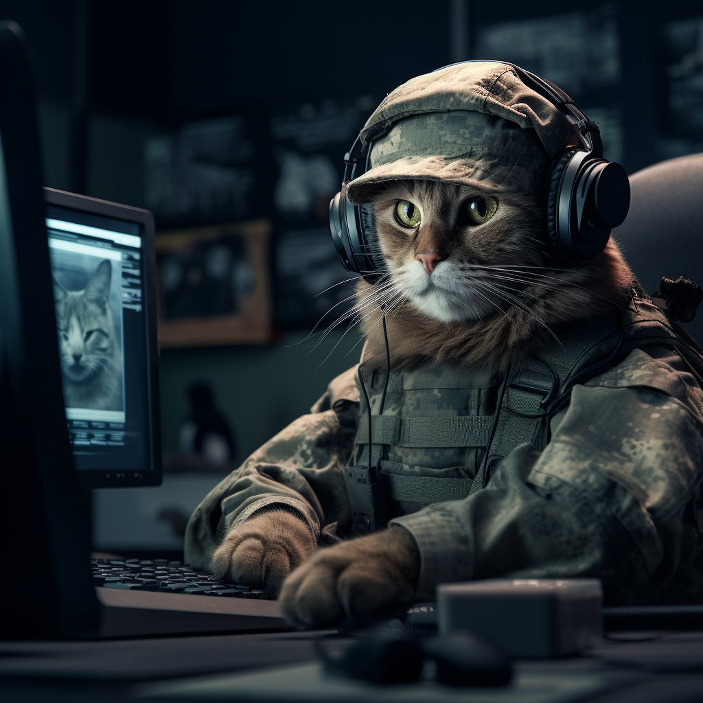 Intelligence Officer In Counterinsurgency Cute Cat Wall Digital Art