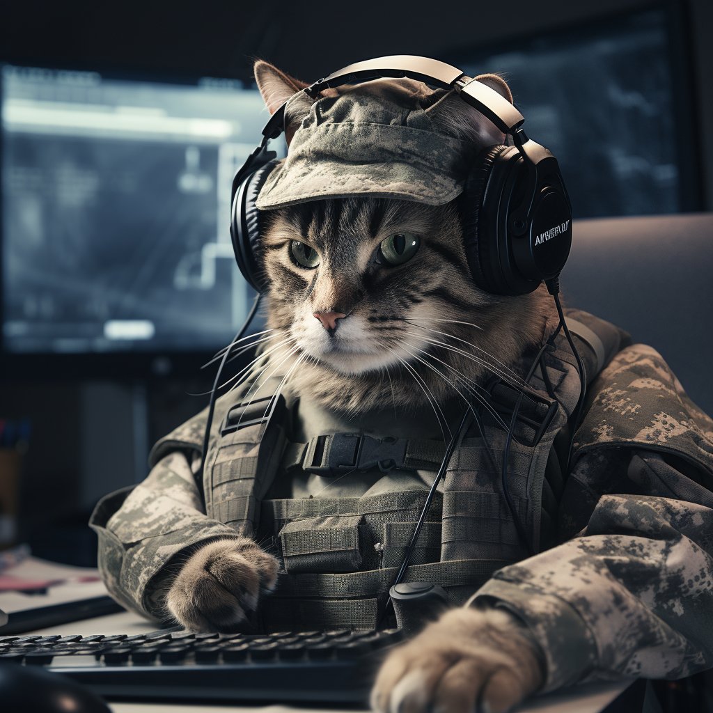Specialized Military Intelligence Soldier Unique Cat Digital Art