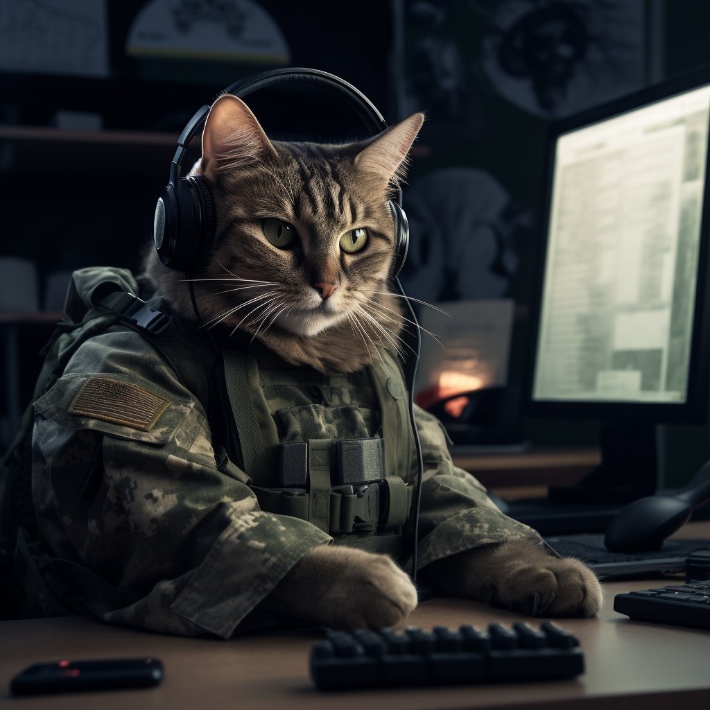 Cyber Threat Intelligence Soldier Cute Cat Art Photograph