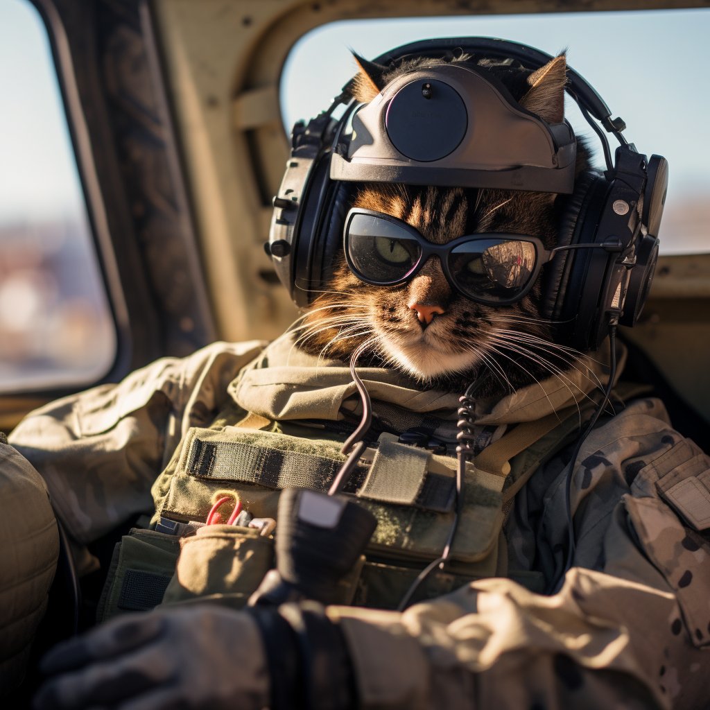 Dedicated Signal Soldier Cat Digital Art Photograph