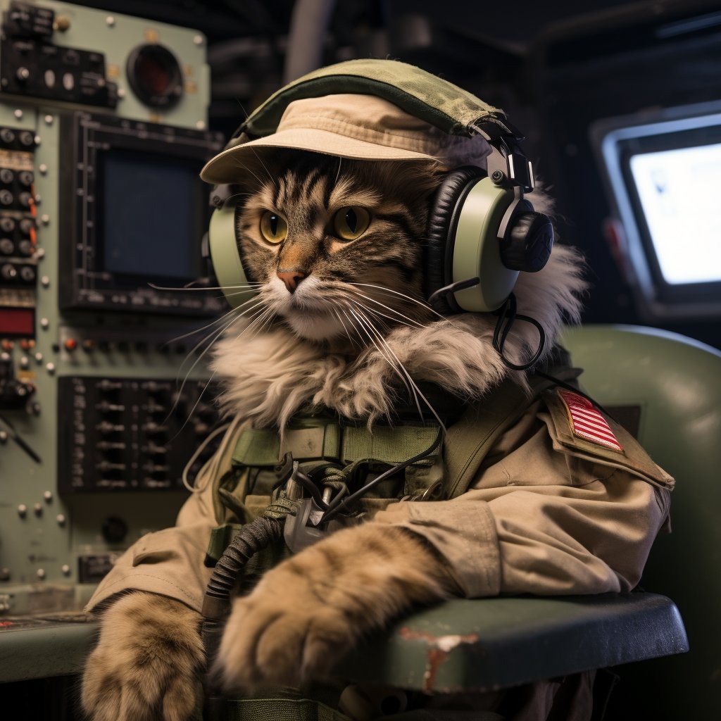 Experienced Signal Operator Cat Canvas Wall Art Photograph